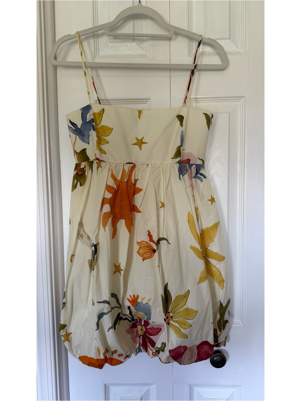 Zara Voluminous Printed Bubble Dress Cream Minidress with Novelty Animal Pattern